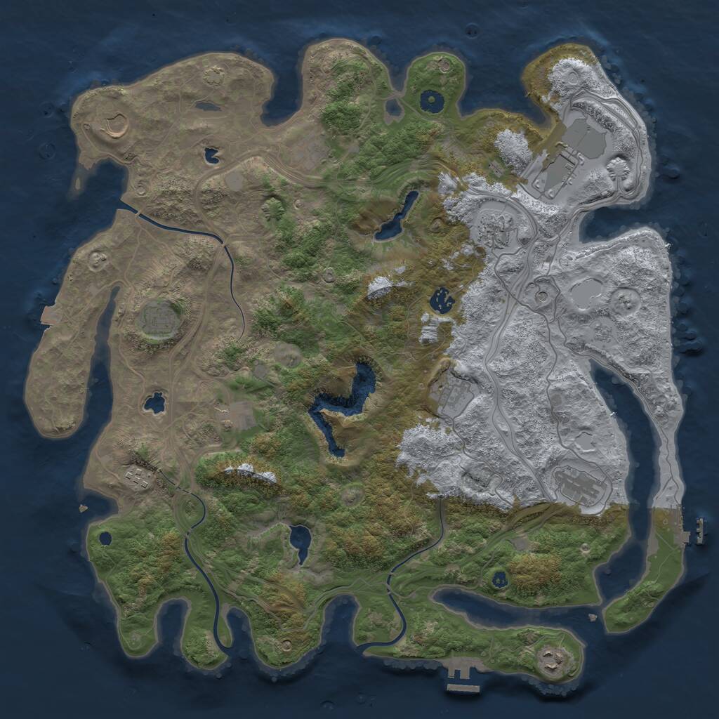 Rust Map: Procedural Map, Size: 4500, Seed: 1052523231, 17 Monuments