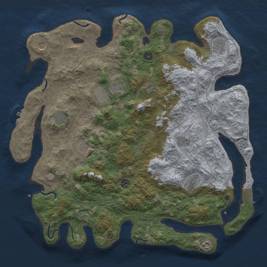 Rust Map: Procedural Map, Size: 4500, Seed: 1052523231, 19 Monuments