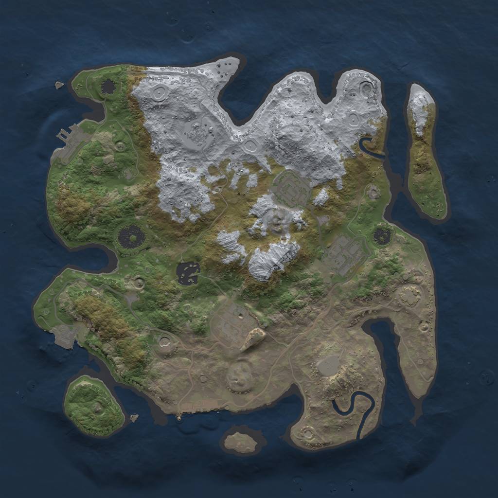 Rust Map: Procedural Map, Size: 3000, Seed: 1986383032, 12 Monuments