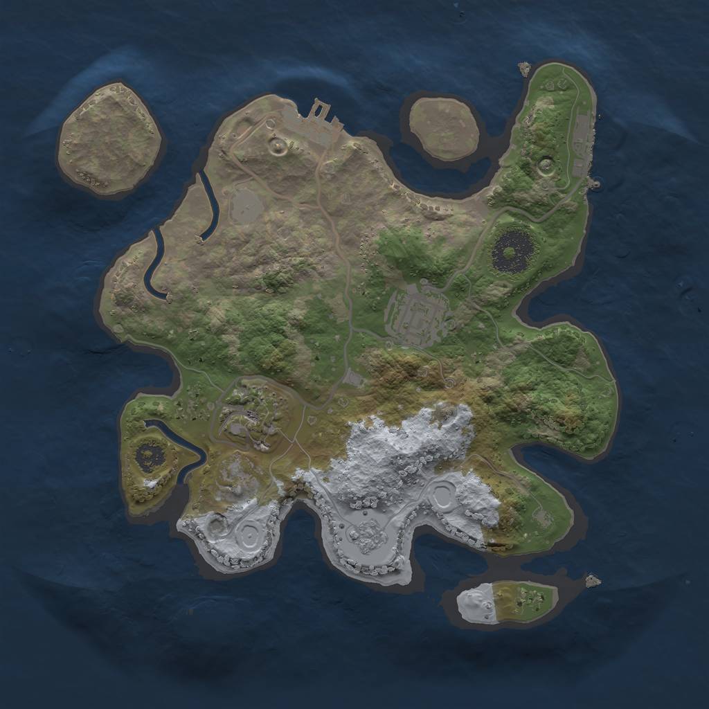 Rust Map: Procedural Map, Size: 2500, Seed: 5874646, 8 Monuments