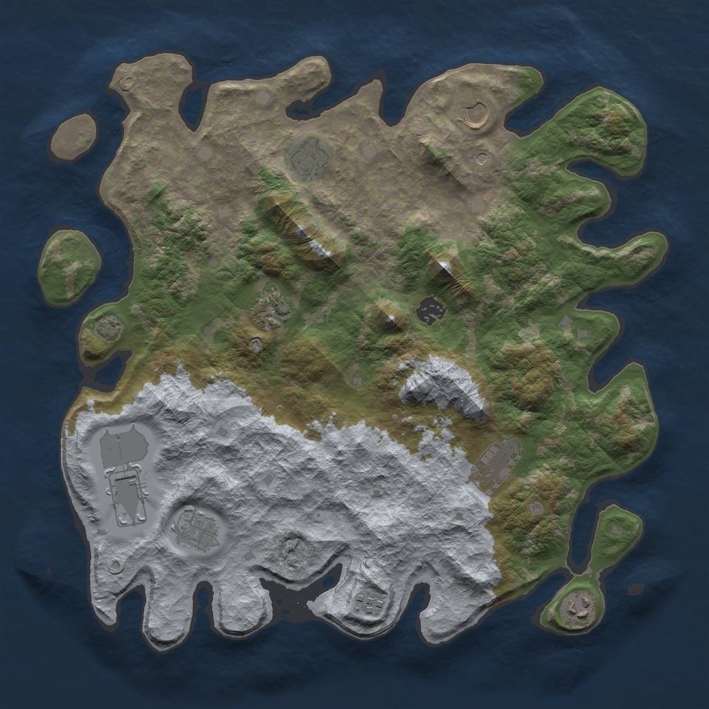 Rust Map: Barren, Size: 4000, Seed: 126514263, 13 Monuments