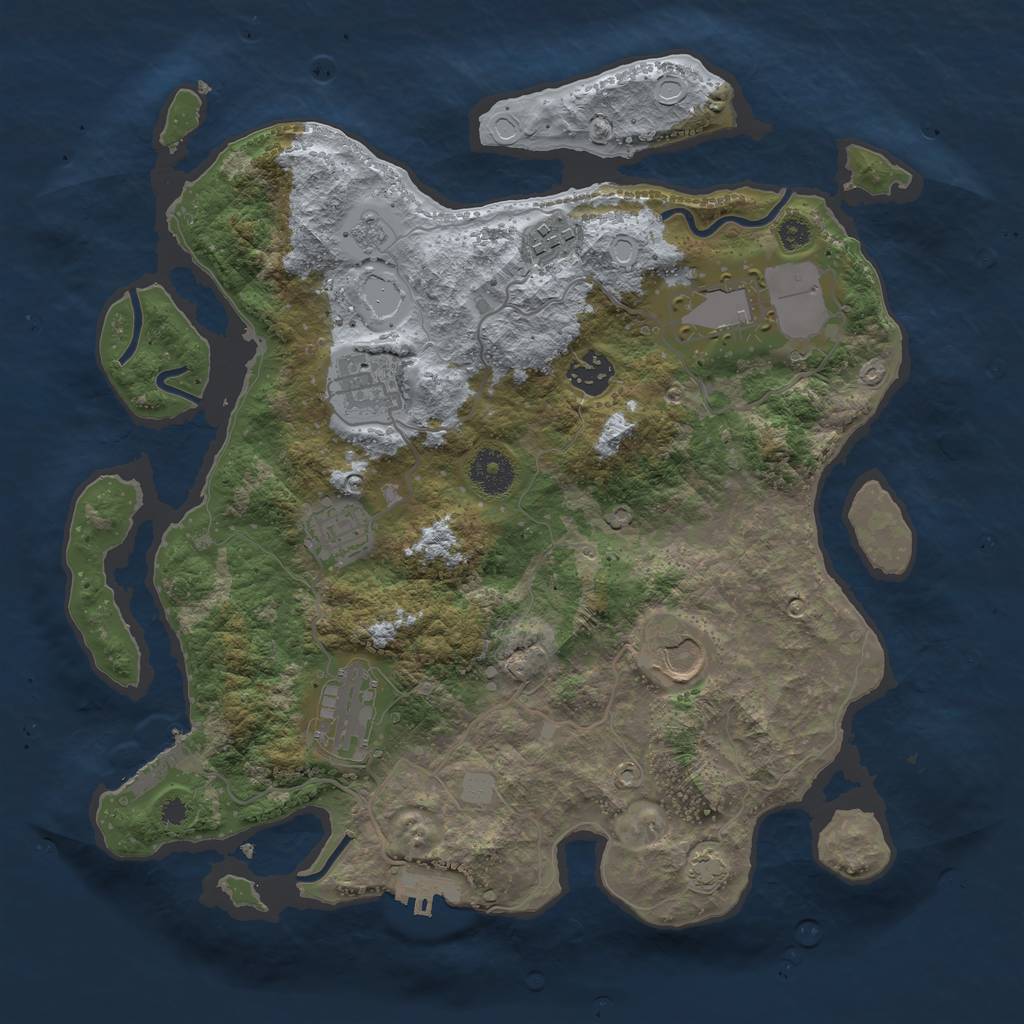 Rust Map: Procedural Map, Size: 3500, Seed: 1103317337, 14 Monuments