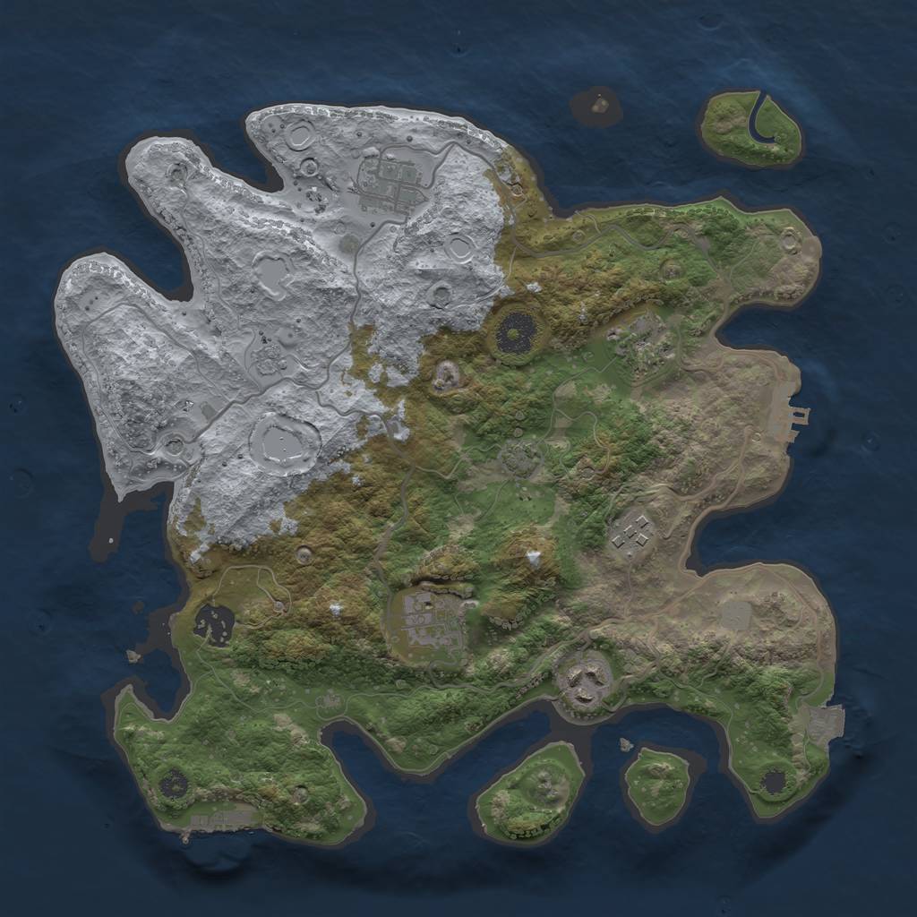 Rust Map: Procedural Map, Size: 3300, Seed: 505753717, 14 Monuments