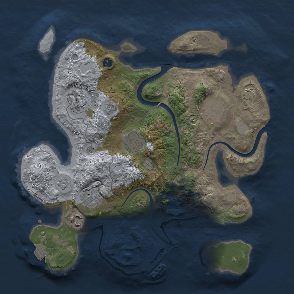 Rust Map: Procedural Map, Size: 3000, Seed: 2136405466, 10 Monuments