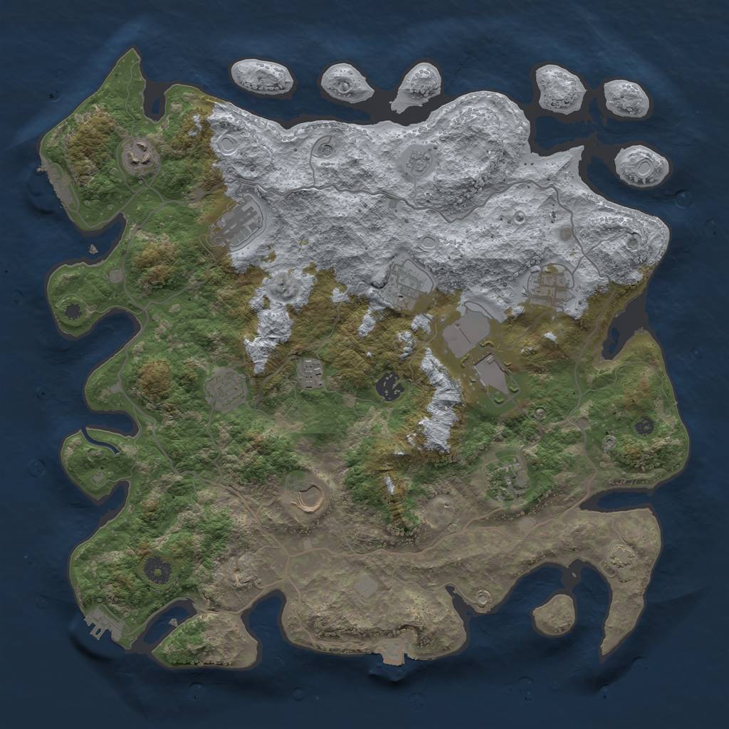 Rust Map: Procedural Map, Size: 4000, Seed: 44884, 18 Monuments