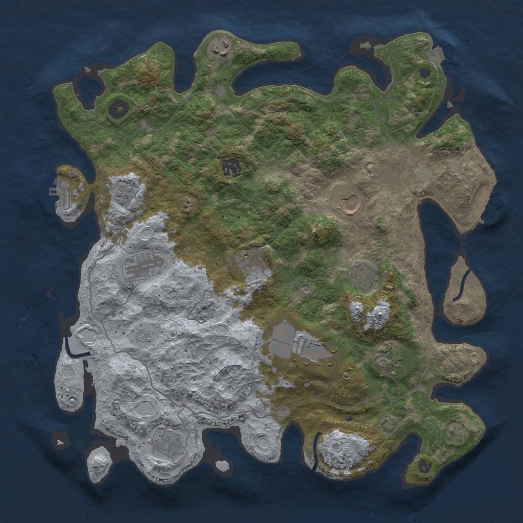 Rust Map: Procedural Map, Size: 4000, Seed: 239277, 18 Monuments