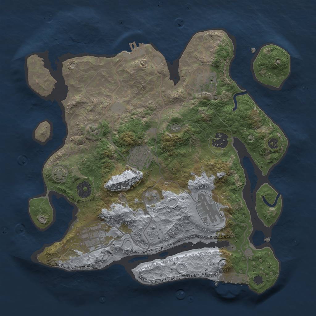 Rust Map: Procedural Map, Size: 3000, Seed: 275251998, 13 Monuments