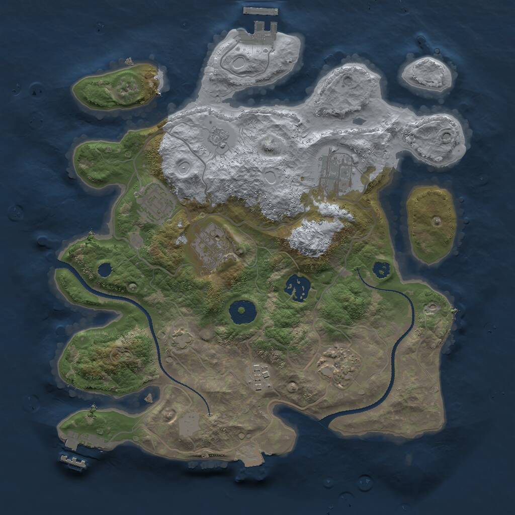 Rust Map: Procedural Map, Size: 3000, Seed: 32092, 11 Monuments