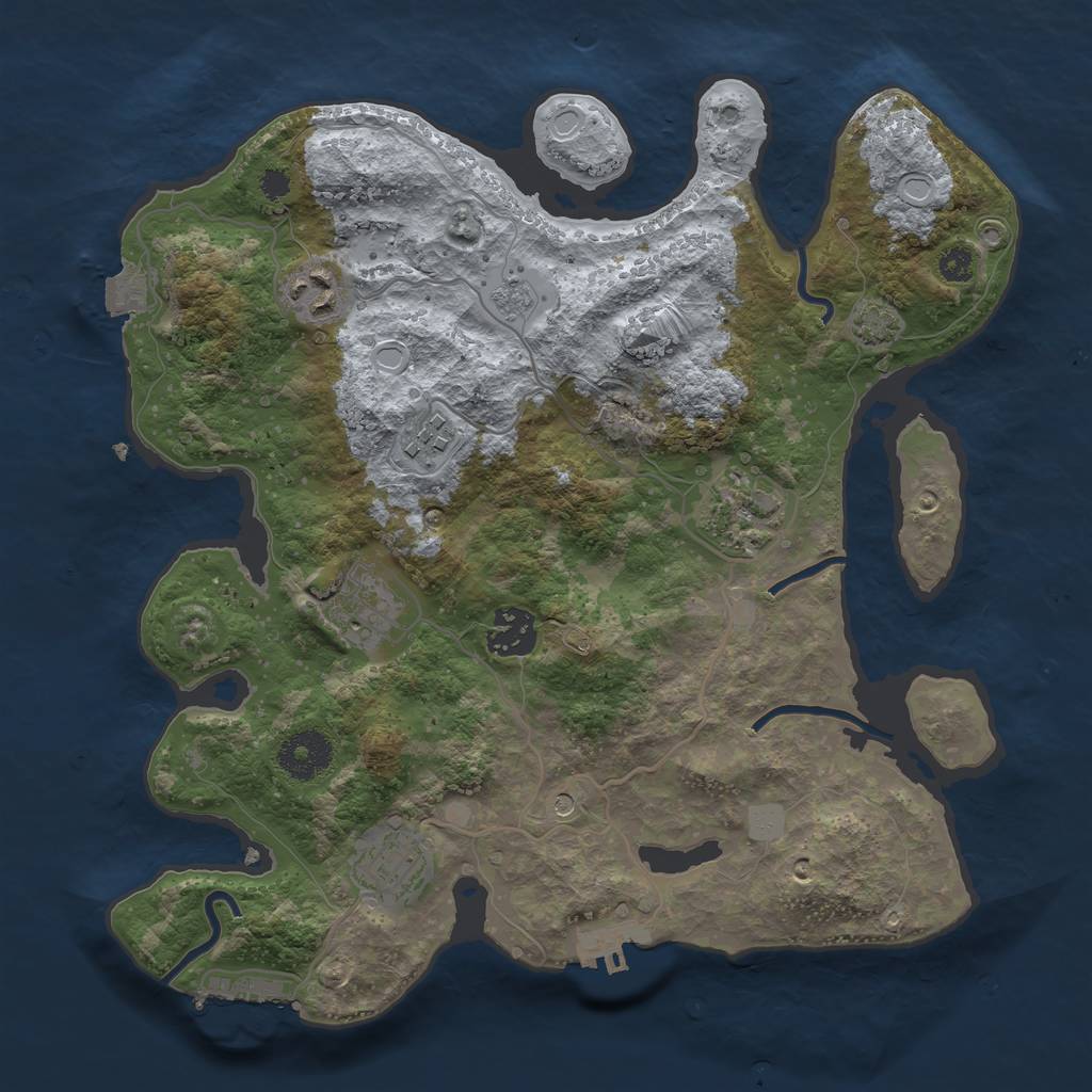 Rust Map: Procedural Map, Size: 3200, Seed: 153503793, 14 Monuments