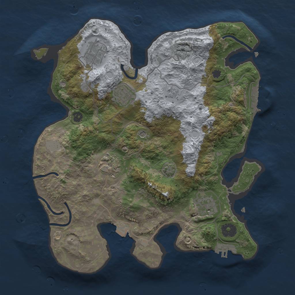 Rust Map: Procedural Map, Size: 3000, Seed: 10601, 12 Monuments