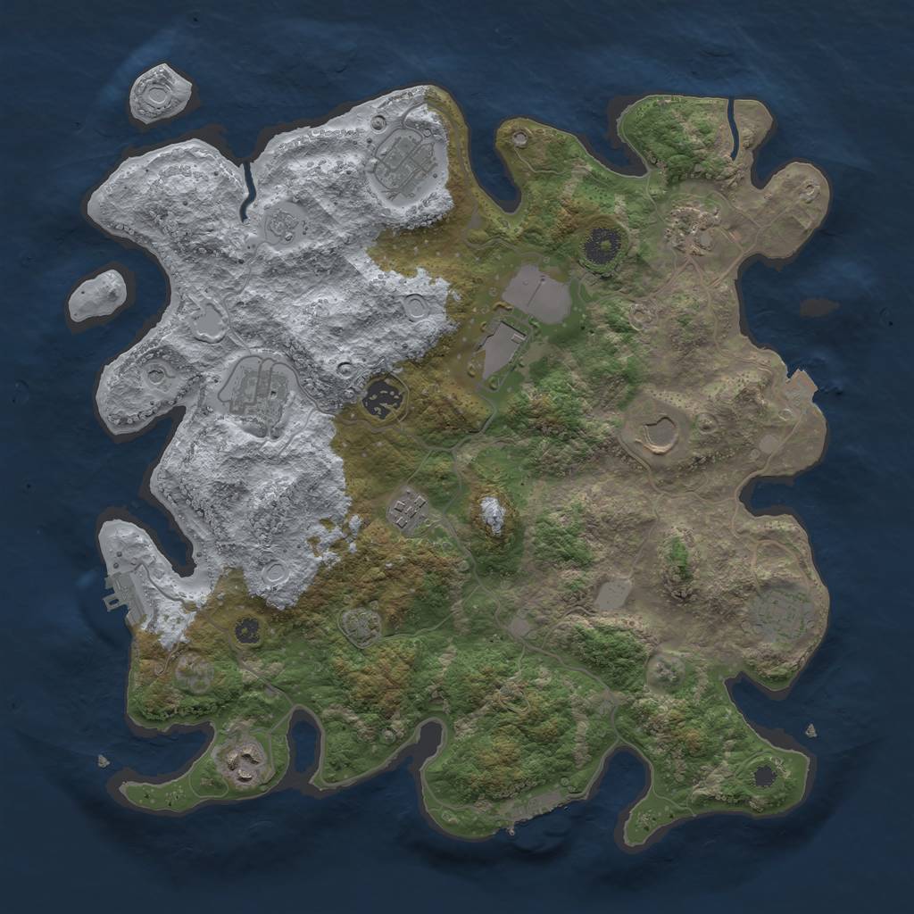 Rust Map: Procedural Map, Size: 3700, Seed: 612351, 17 Monuments