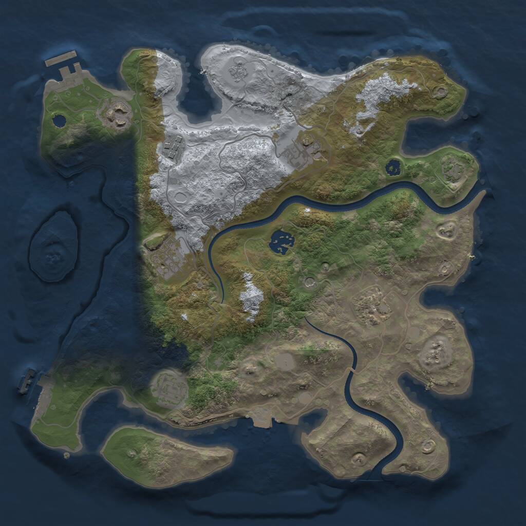 Rust Map: Procedural Map, Size: 3300, Seed: 1204813599, 13 Monuments