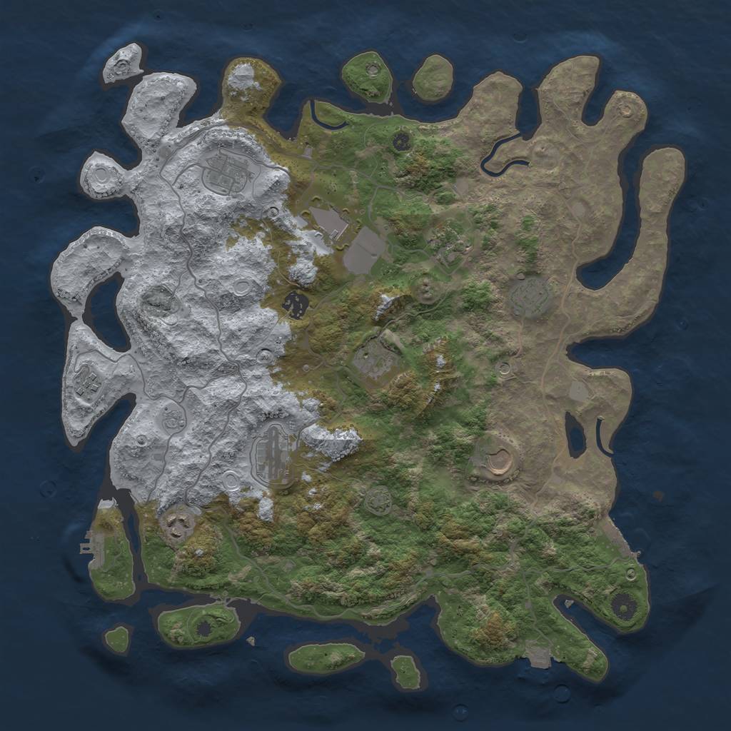 Rust Map: Procedural Map, Size: 4200, Seed: 710420, 18 Monuments