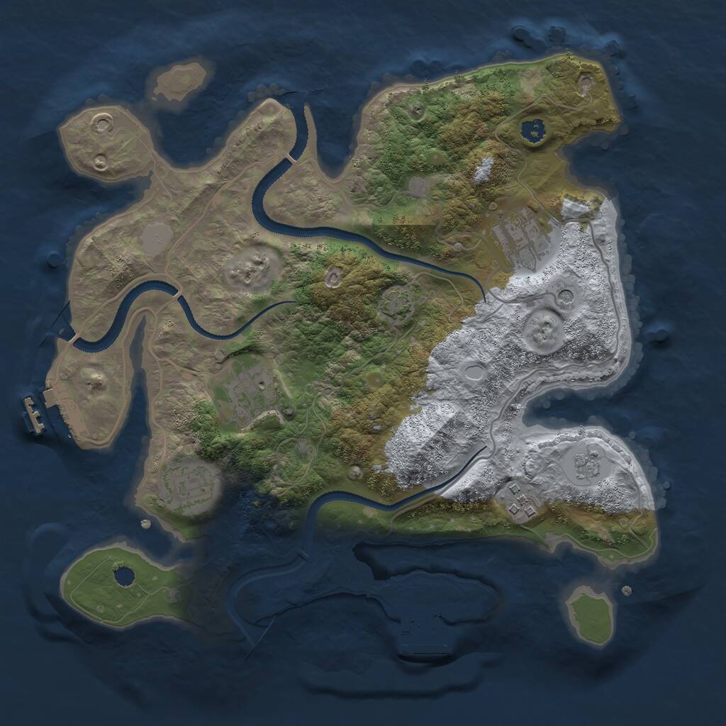 Rust Map: Procedural Map, Size: 3000, Seed: 48456, 10 Monuments
