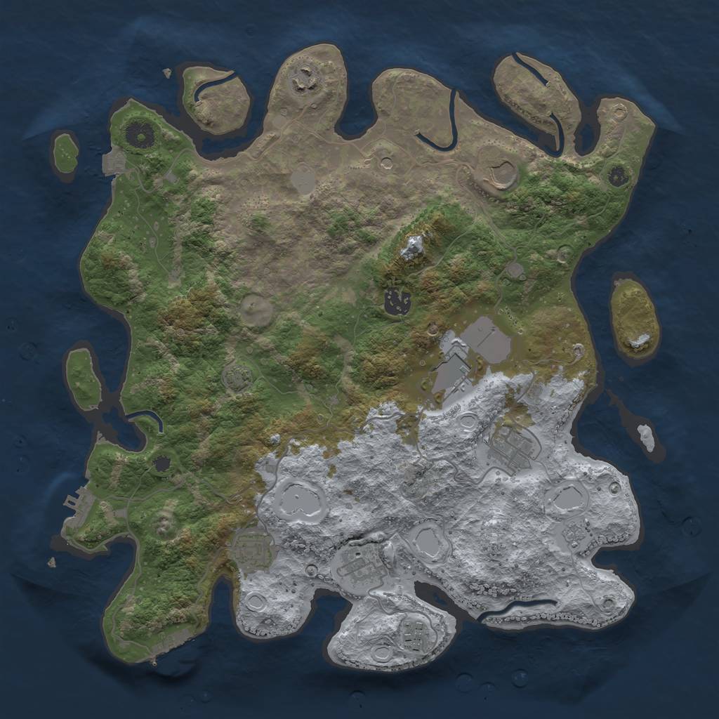 Rust Map: Procedural Map, Size: 3800, Seed: 1417159576, 16 Monuments