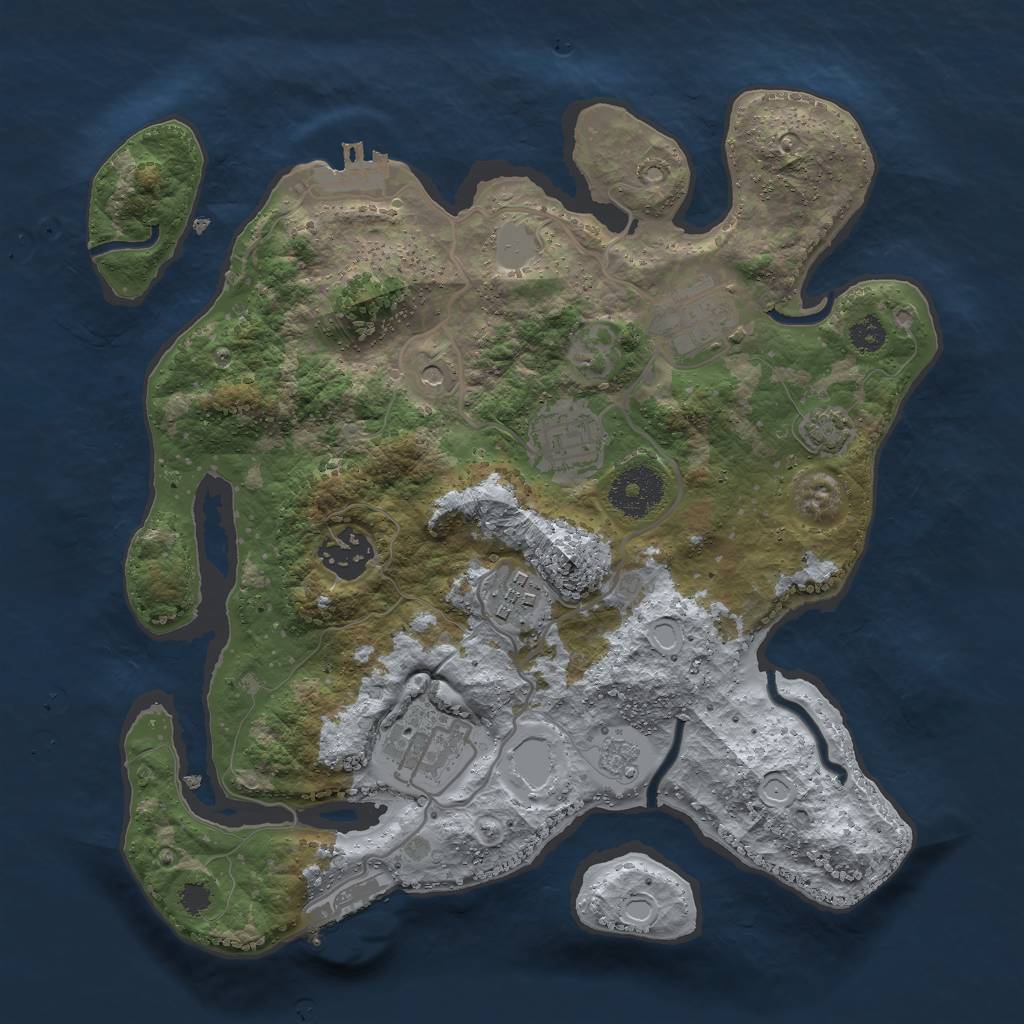 Rust Map: Procedural Map, Size: 3000, Seed: 1680184617, 13 Monuments