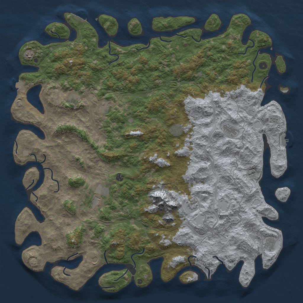 Rust Map: Procedural Map, Size: 6000, Seed: 329011840, 19 Monuments