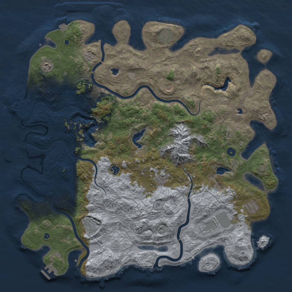 Rust Map: Procedural Map, Size: 5000, Seed: 600111111, 16 Monuments