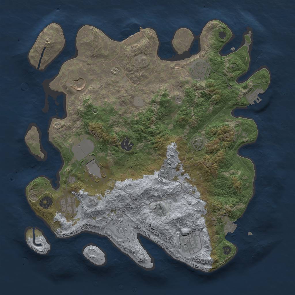 Rust Map: Procedural Map, Size: 3500, Seed: 406837478, 15 Monuments
