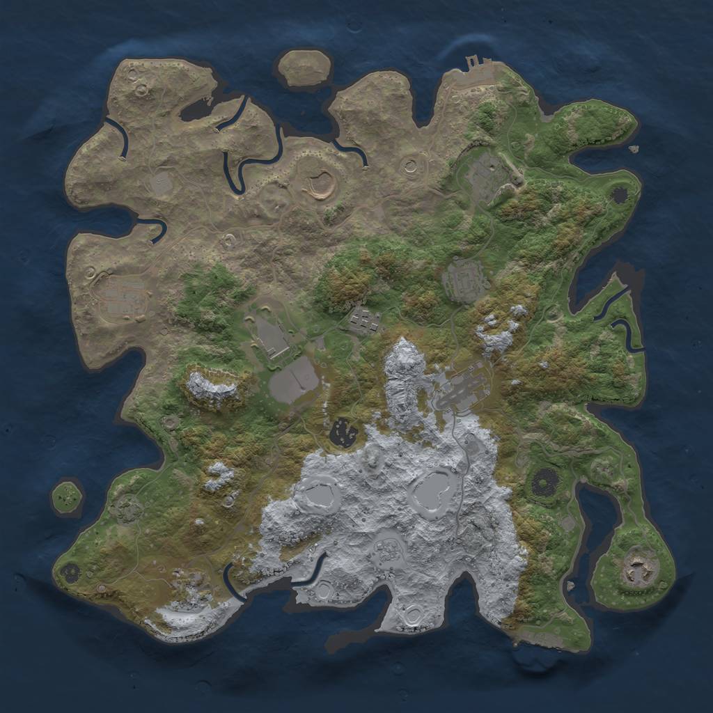 Rust Map: Procedural Map, Size: 3800, Seed: 153448, 18 Monuments