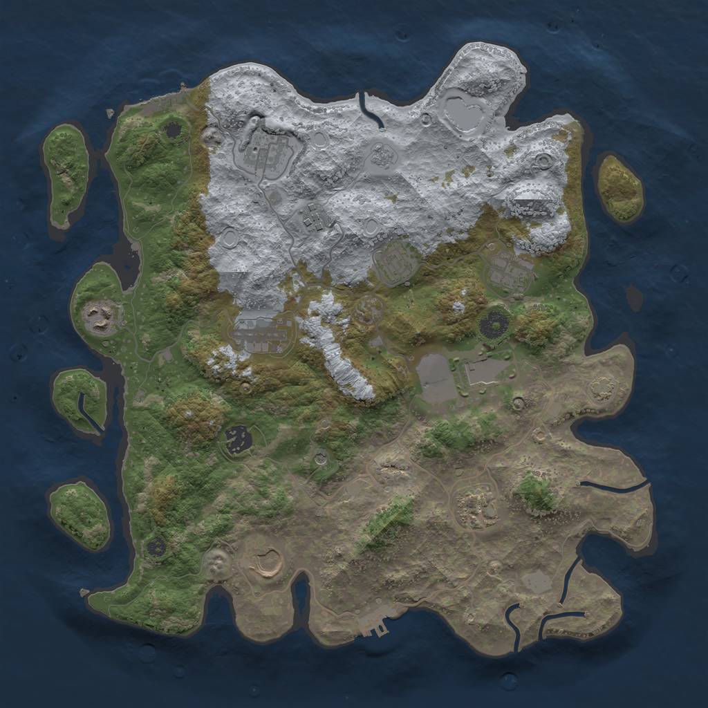 Rust Map: Procedural Map, Size: 3800, Seed: 276596, 18 Monuments