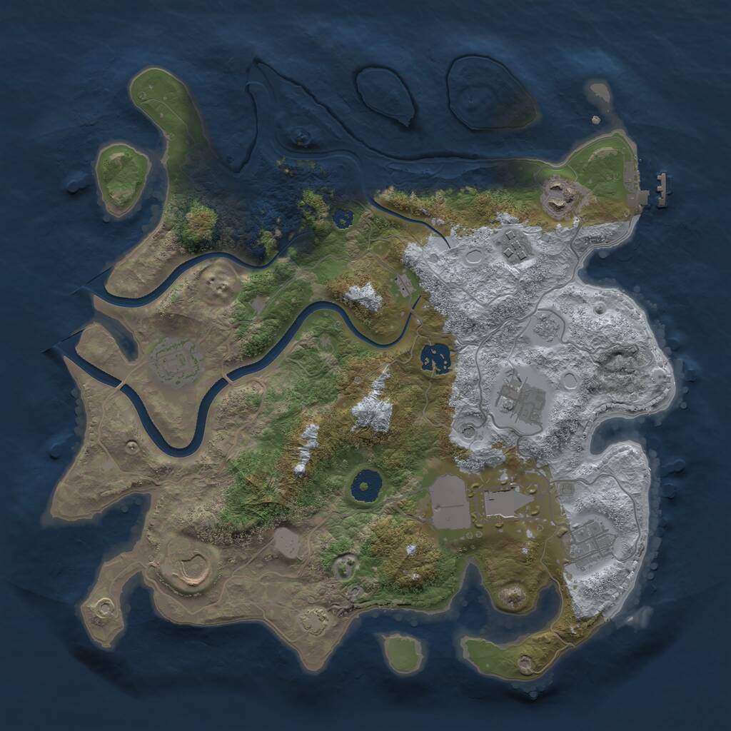 Rust Map: Procedural Map, Size: 3500, Seed: 1206502632, 13 Monuments