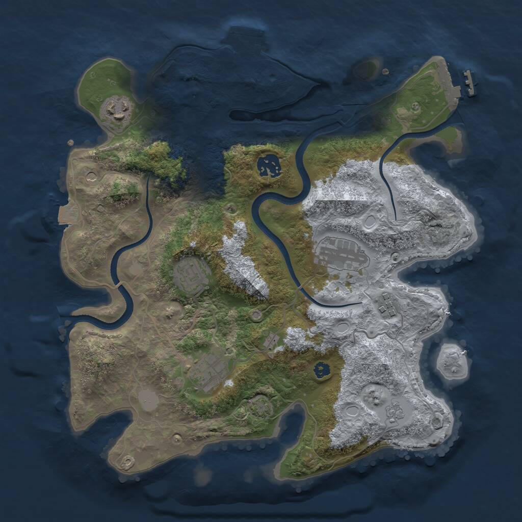 Rust Map: Procedural Map, Size: 3250, Seed: 104775610, 12 Monuments