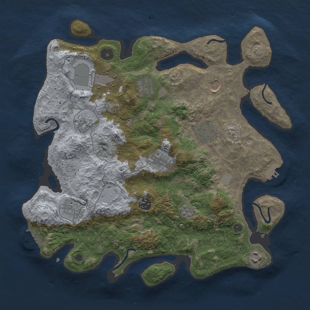 Rust Map: Procedural Map, Size: 3750, Seed: 218500875, 18 Monuments