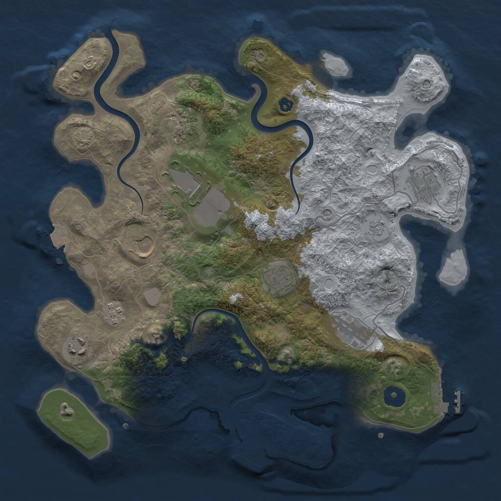 Rust Map: Procedural Map, Size: 3500, Seed: 164214289, 14 Monuments