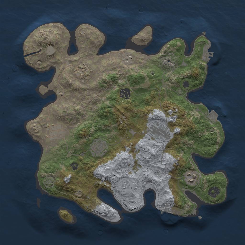 Rust Map: Procedural Map, Size: 3250, Seed: 1010337976, 15 Monuments