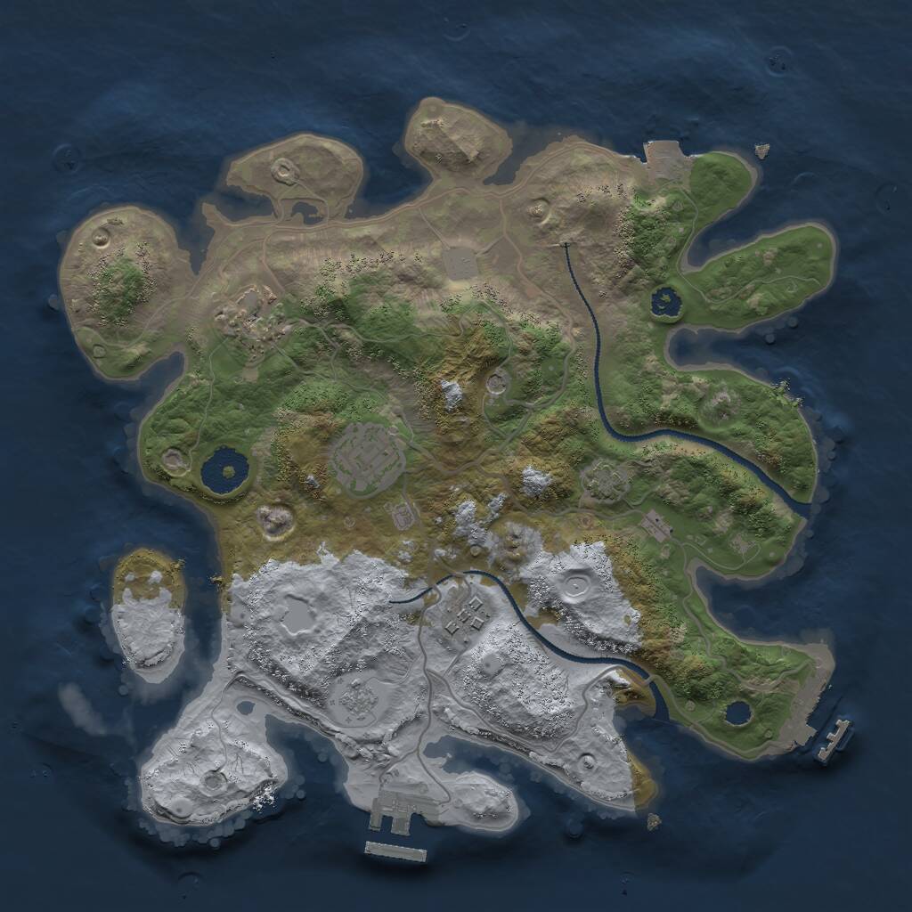 Rust Map: Procedural Map, Size: 3000, Seed: 381728436, 9 Monuments