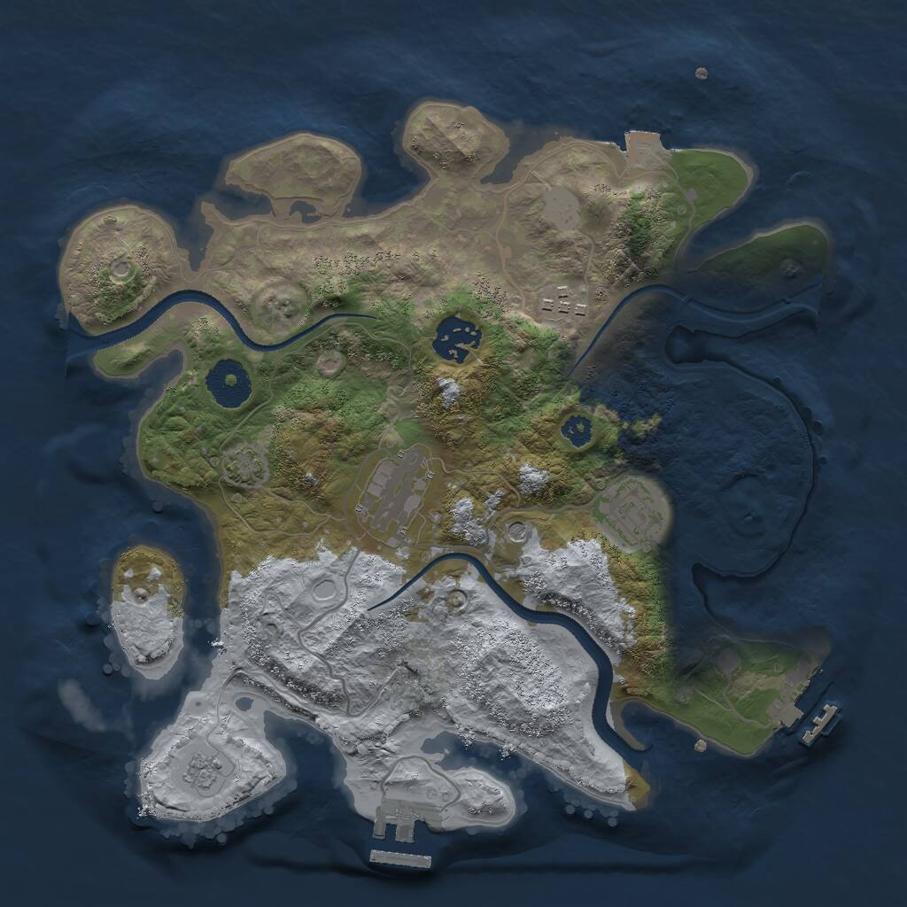 Rust Map: Procedural Map, Size: 3000, Seed: 381728436, 10 Monuments