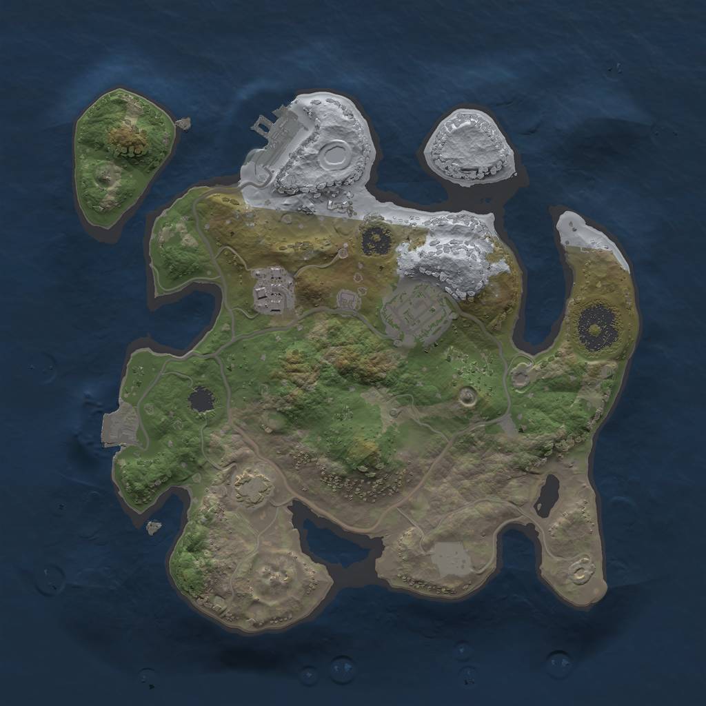 Rust Map: Procedural Map, Size: 2434, Seed: 2147483645, 7 Monuments