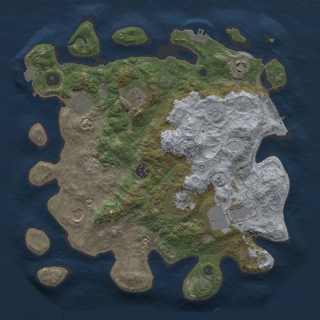 Rust Map: Procedural Map, Size: 3500, Seed: 1751727443, 16 Monuments