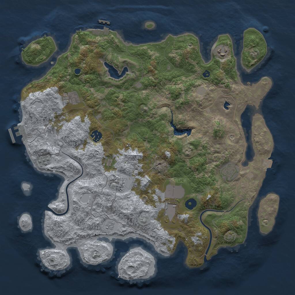 Rust Map: Procedural Map, Size: 4000, Seed: 1964705287, 13 Monuments