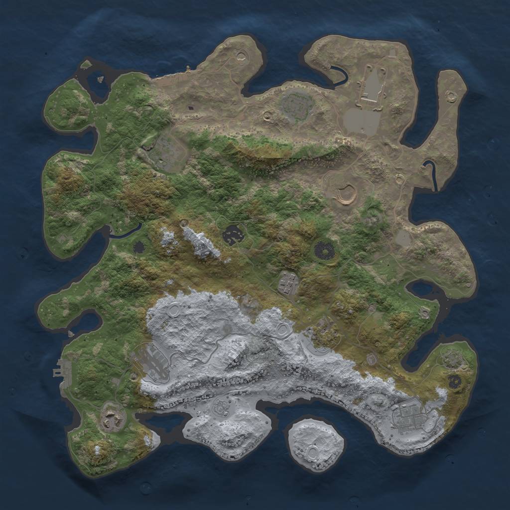 Rust Map: Procedural Map, Size: 3800, Seed: 2064751768, 18 Monuments
