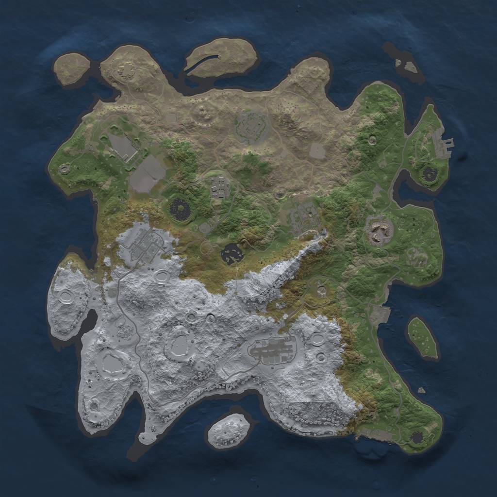 Rust Map: Procedural Map, Size: 3500, Seed: 756064199, 16 Monuments