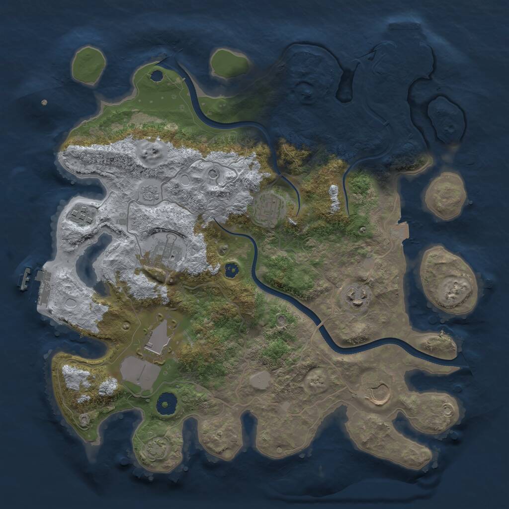 Rust Map: Procedural Map, Size: 3500, Seed: 230034, 12 Monuments