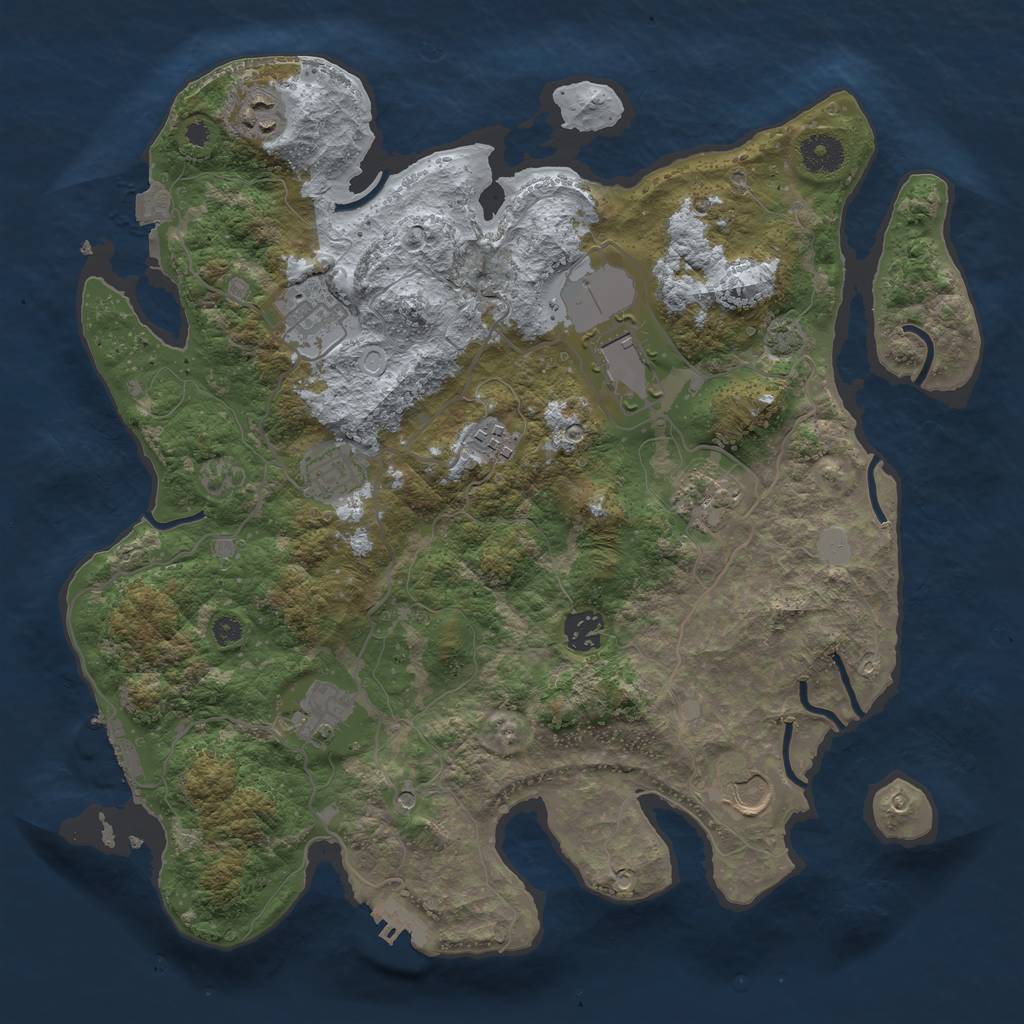 Rust Map: Procedural Map, Size: 3700, Seed: 1000991094, 16 Monuments