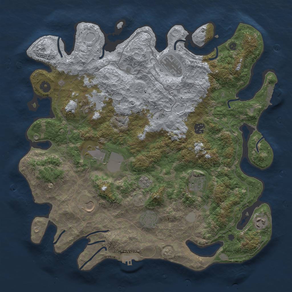 Rust Map: Procedural Map, Size: 4000, Seed: 147560364, 16 Monuments