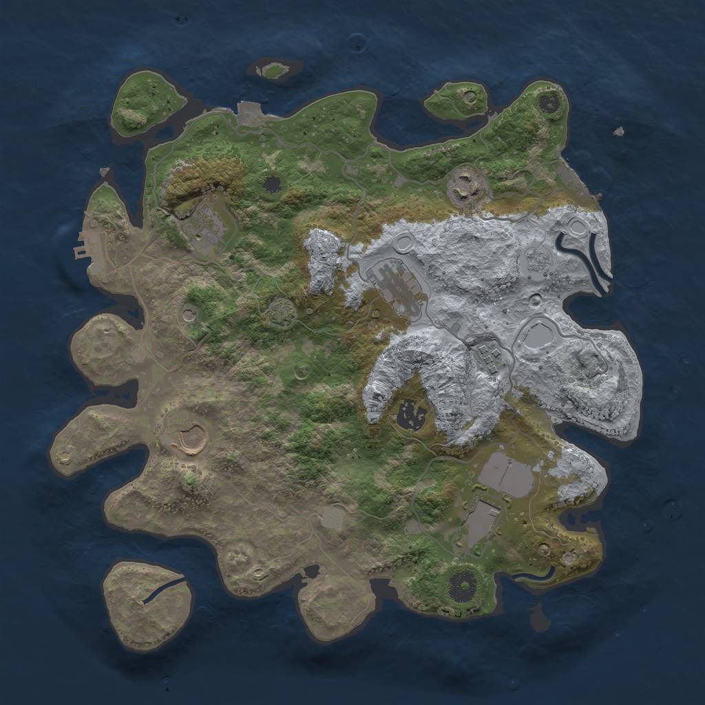 Rust Map: Procedural Map, Size: 3500, Seed: 2040508444, 15 Monuments