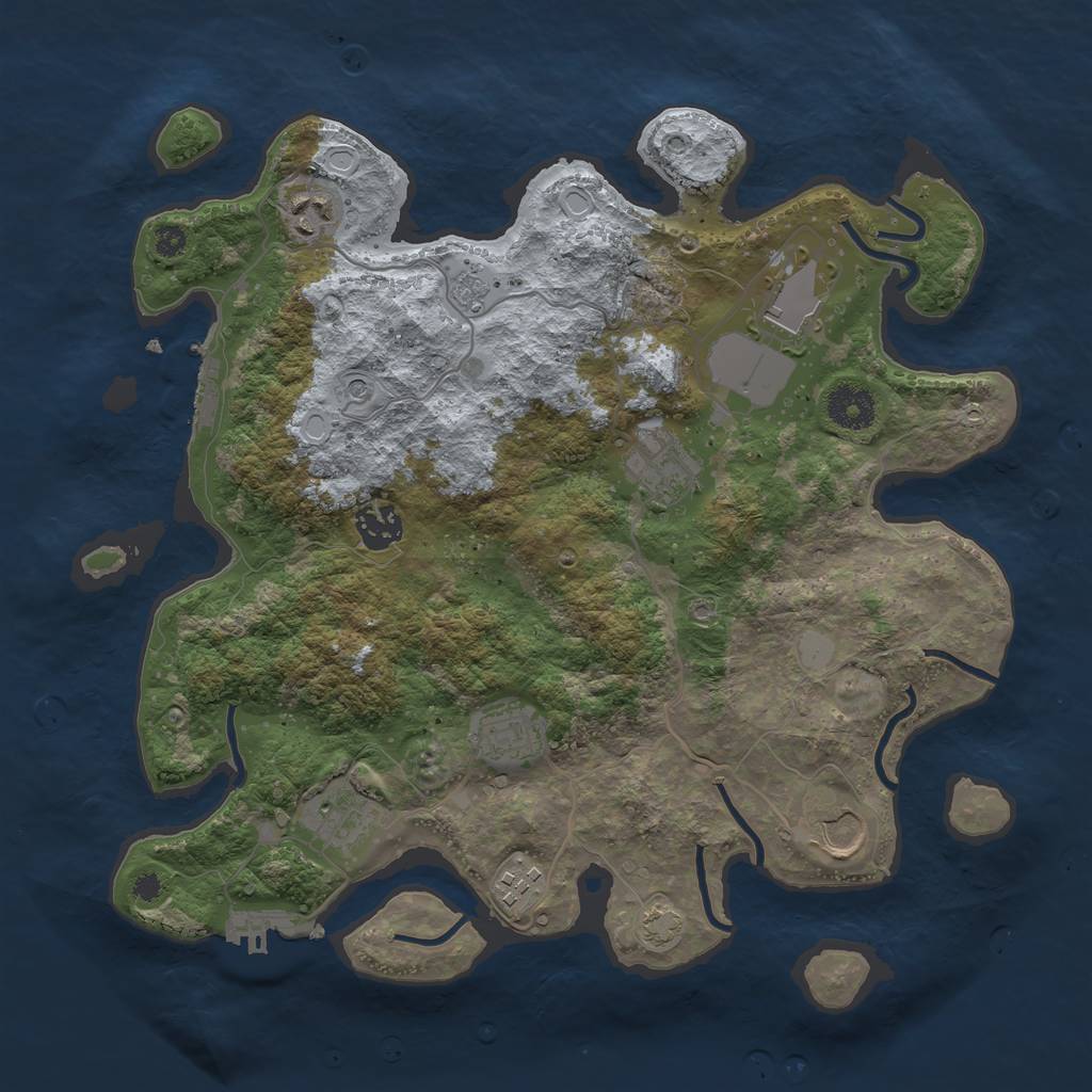 Rust Map: Procedural Map, Size: 3500, Seed: 644940681, 16 Monuments