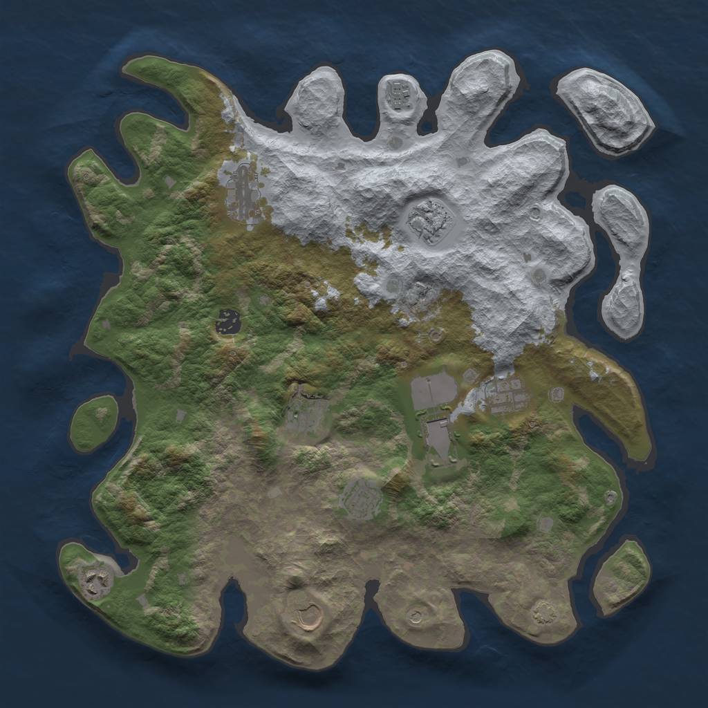 Rust Map: Barren, Size: 4000, Seed: 1883381013, 14 Monuments