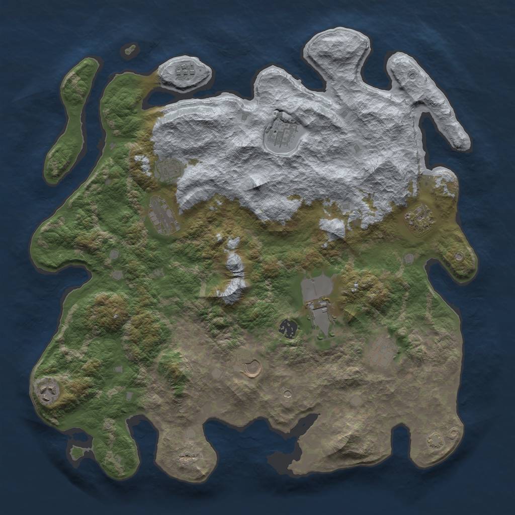 Rust Map: Barren, Size: 4250, Seed: 32458297, 14 Monuments