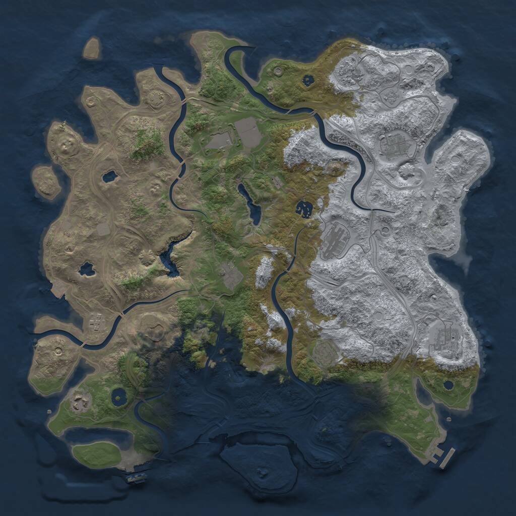 Rust Map: Procedural Map, Size: 4500, Seed: 128152175, 17 Monuments