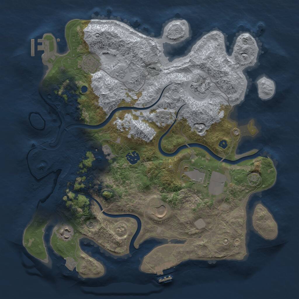 Rust Map: Procedural Map, Size: 3500, Seed: 1285638262, 14 Monuments