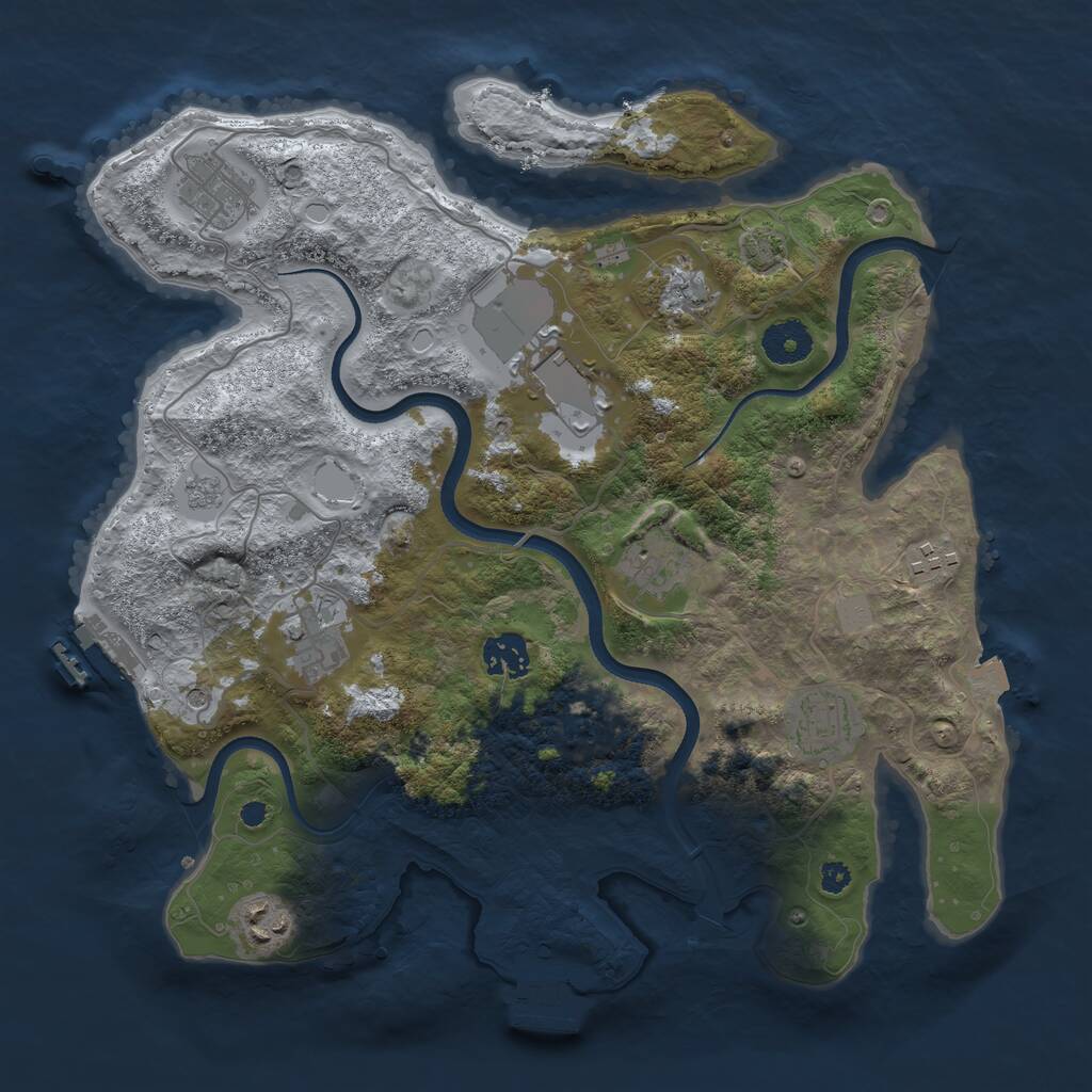 Rust Map: Procedural Map, Size: 3500, Seed: 865338566, 15 Monuments
