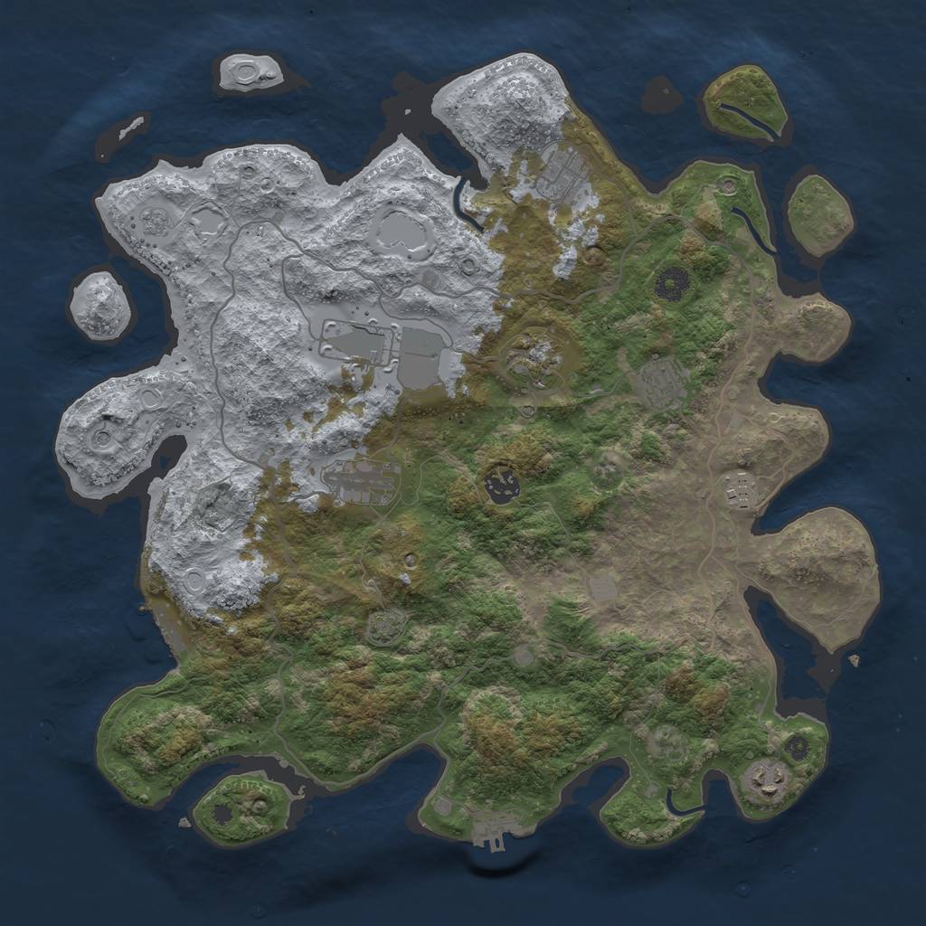 Rust Map: Procedural Map, Size: 4000, Seed: 1851428, 16 Monuments