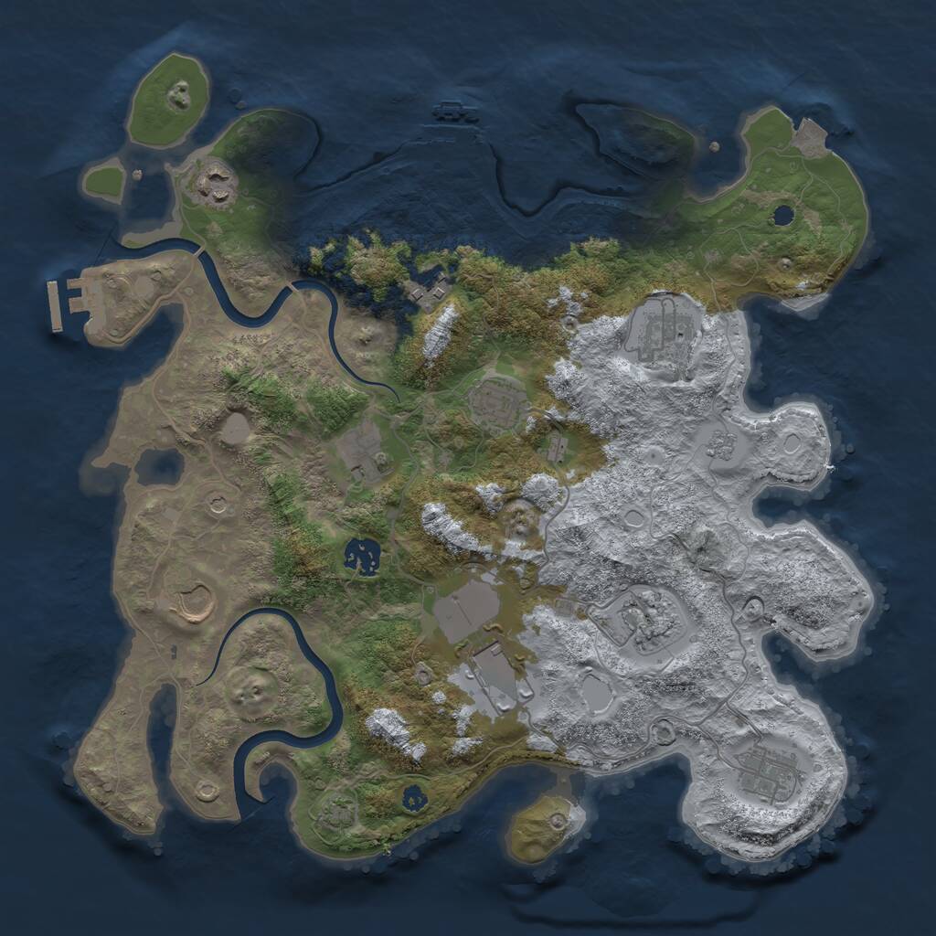 Rust Map: Procedural Map, Size: 3700, Seed: 1822871011, 16 Monuments