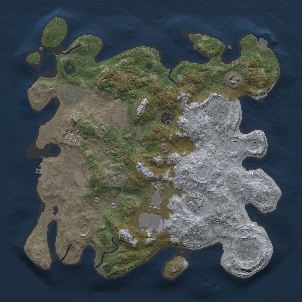 Rust Map: Procedural Map, Size: 3700, Seed: 1822871011, 17 Monuments